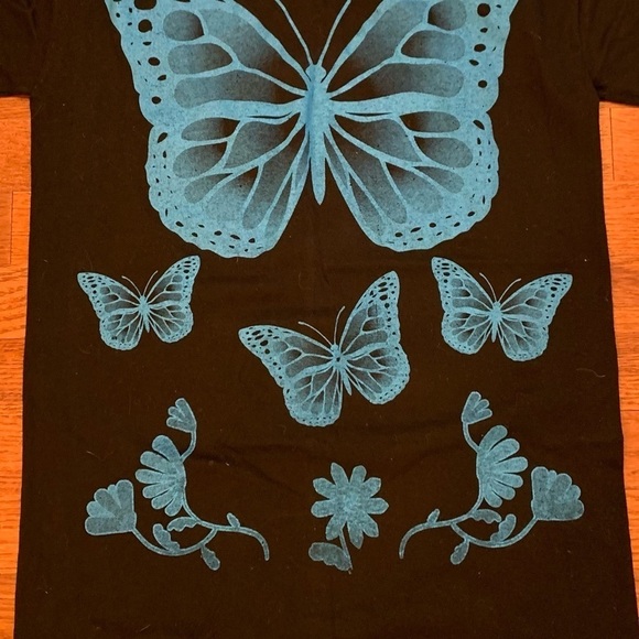 WOMENS BUTTERFLY SHIRT BOHO PSYCHEDELIC INDIE ROCK LARGE - Picture 2 of 5